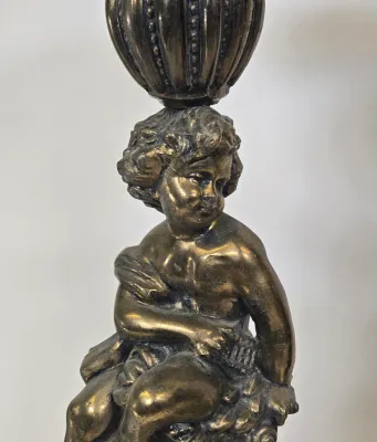 LOT 69: Pair of Vintage Victorian-style Figural Banquet and Parlor Table Lamps/ 30" Tall