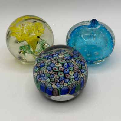 LOT 95: Trio of Glass Paperweights - Kreiss and More