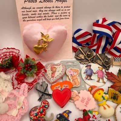 LOT 84: Big Lot of Holiday Pins, Earrings and More