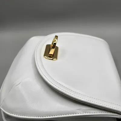 LOT 154: Frenchy of California White Leather Vintage Saddle Crossbody Bag