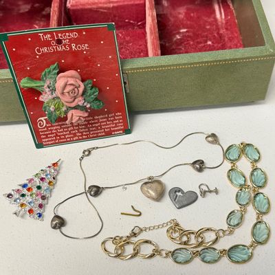 LOT 164: Vintage Jewelry Boxes with Costume Jewelry Collection Plus Craft / Repair Items