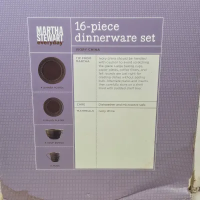 LOT 72: Martha Stewart Everyday 16-piece Dinnerware Set/ NIB
