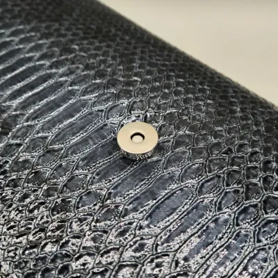 LOT 144: Black and Silver Faux Snakeskin Envelope Clutch Purse by Giannini