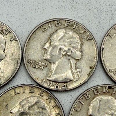 LOT 178: 1964 US Quarters ( 10 Coins) - 90 % Silver