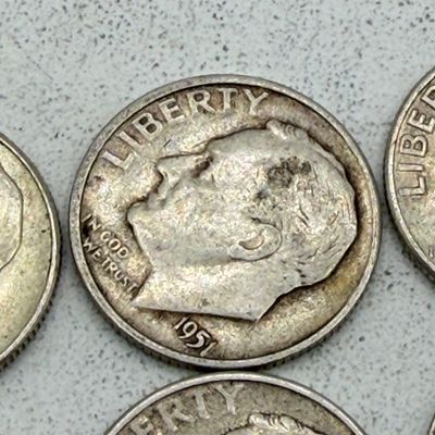 LOT 179: US Roosevelt Dimes ( 12 Coins) - 1950s, 60s - 90% Silver