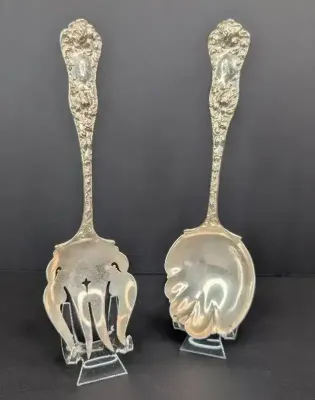 Sterling Silver Monogrammed Serving Utensil Pair