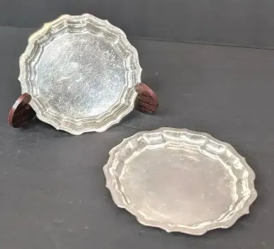 Sterling Silver Coaster Pair