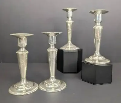 Sterling Silver Monogrammed Candlestick Set of 4