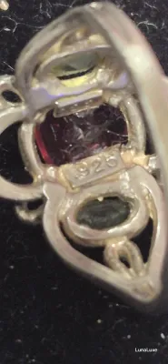 1.0 Carat Natural Trillion Red Andesine set Victorian filigree ring [size 7]