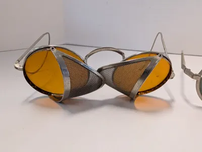 Vintage 1940's WWII Rare Welsh Amber Motorcycle Sunglasses Steam Punk & Steam Punk Polarized Glasses