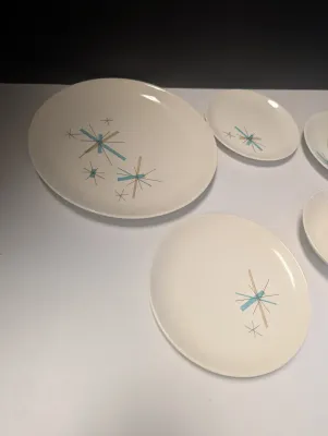 75 Pieces Of Vintage Salem Atomic North Star Starburst Turquoise Dishes