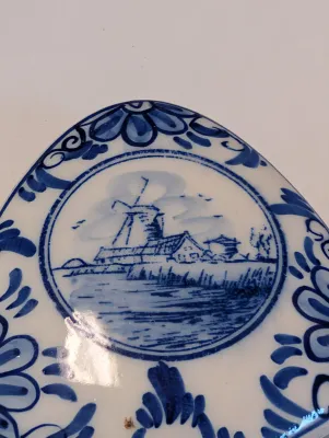 1991 Copenhagen Porcelain Egg LE Of 5000 - No. 4 . 166, Hand Painted Delft & Blue & White Trinket Boxes