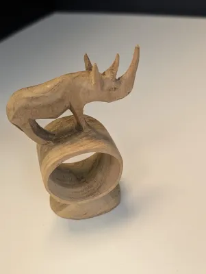 Vintage Wood Safari Animal Napkin Rings Set Of 7