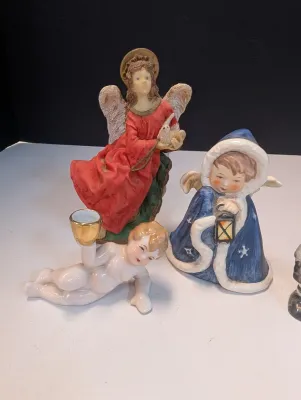 Porcelain Angel Figurines & Hummel Goebel Shakers