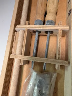 Vintage Tool Set Inside A Wooden Latched Box