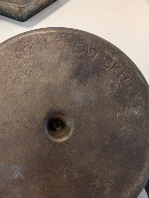 Cast Iron Corn Bread Skillet & Cast Iron Square Skillet Unmarked