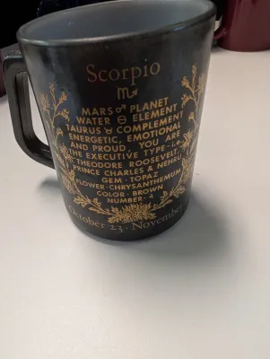 Pisces & Scorpio Astrology Black & Gold Coffee Mugs Federate Glass & Blue & Red Mugs