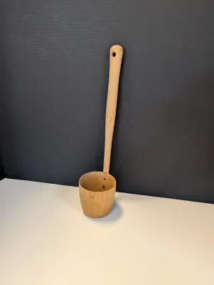 Hand Made Wooden Soup Ladle, Long Handle
