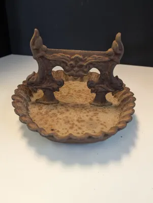 Antique Cast Iron Gargoyle Boot Scraper With Pan #5300/#5600