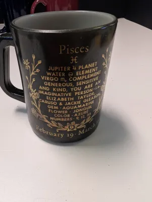 Pisces & Scorpio Astrology Black & Gold Coffee Mugs Federate Glass & Blue & Red Mugs