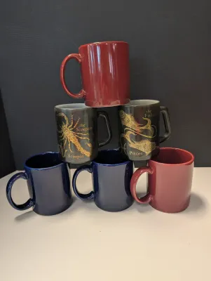 Pisces & Scorpio Astrology Black & Gold Coffee Mugs Federate Glass & Blue & Red Mugs