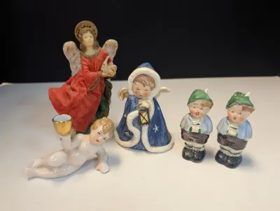 Porcelain Angel Figurines & Hummel Goebel Shakers