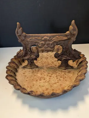 Antique Cast Iron Gargoyle Boot Scraper With Pan #5300/#5600