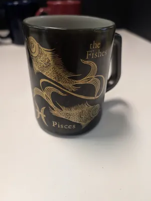 Pisces & Scorpio Astrology Black & Gold Coffee Mugs Federate Glass & Blue & Red Mugs