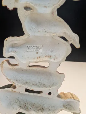 Vintage 9" Cast Iron Doorstop Midwest Importers Farm House Animal Stack Cow, Pig, Sheep, Duck & Rooster