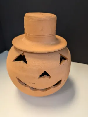 Handmade Terra Cotta Jack-O-Lantern Pottery From Gillsville GA