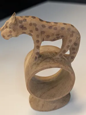 Vintage Wood Safari Animal Napkin Rings Set Of 7