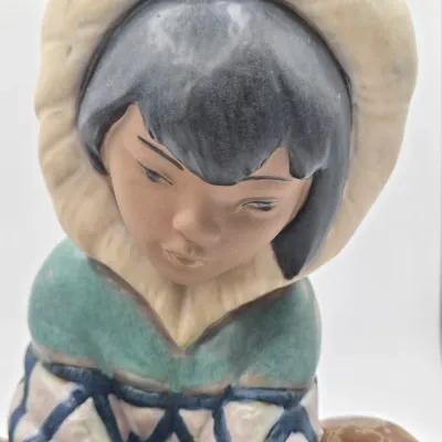 LOT 46L: Lladro "Artic Winter Girl" and "Poor Little Bear" Figurines