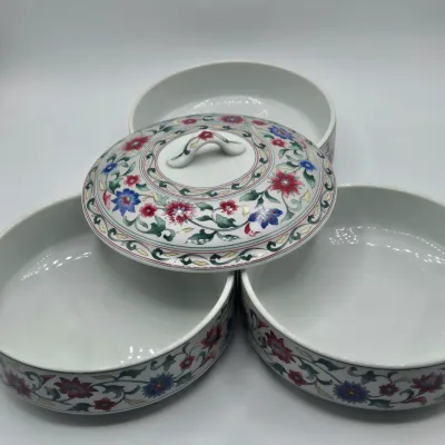 LOT 43L: Vintage Toyo Japan Pink Calla Lily Ceramic Bowl, AYNSLEY England Pembroke Flower Bird Pattern Bud Vase, and Vintage Japanese...