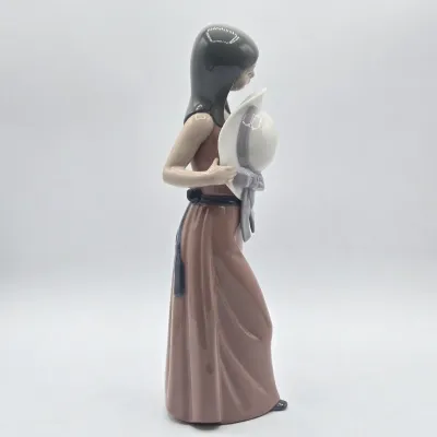 LOT 36L: Retired Lladró "Bashful Girl with Straw Hat" Porcelain Figurine