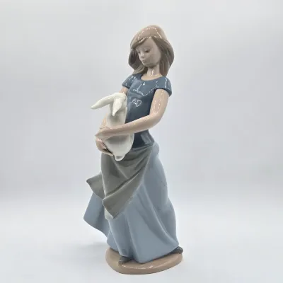 LOT 32L: Vintage NAO by Lladró Porcelain Figurine Titled "Country Girl with Rabbit"