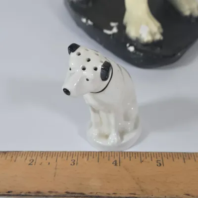 LOT 129F: Vintage RCA Advertising Nipper Dog Chalkware Statue and Nipper Salt Shaker