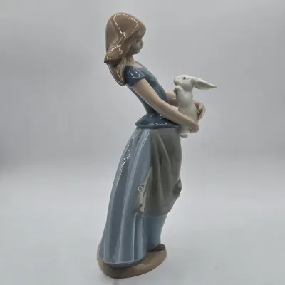 LOT 32L: Vintage NAO by Lladró Porcelain Figurine Titled "Country Girl with Rabbit"