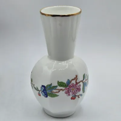 LOT 43L: Vintage Toyo Japan Pink Calla Lily Ceramic Bowl, AYNSLEY England Pembroke Flower Bird Pattern Bud Vase, and Vintage Japanese...