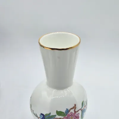 LOT 43L: Vintage Toyo Japan Pink Calla Lily Ceramic Bowl, AYNSLEY England Pembroke Flower Bird Pattern Bud Vase, and Vintage Japanese...