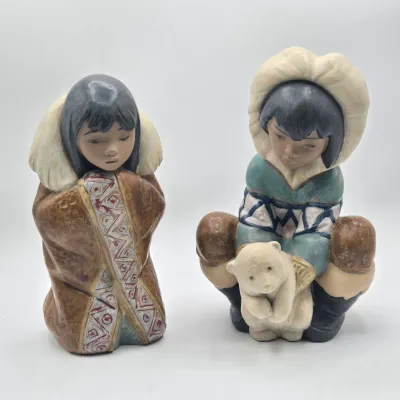 LOT 46L: Lladro "Artic Winter Girl" and "Poor Little Bear" Figurines