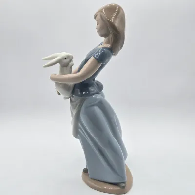 LOT 32L: Vintage NAO by Lladró Porcelain Figurine Titled "Country Girl with Rabbit"