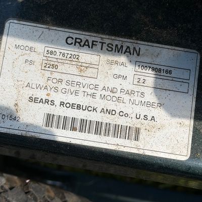 LOT 213S: Craftsman 2250 PSI Pressure Washer - Model 580.767202