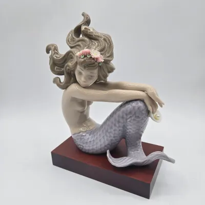 LOT 14L: DAMAGED /REPAIR Lot - Two Handcrafted Lladró Mermaid Figurines, Retired Lladró Geisha Porcelain Figurine, and Vintage 1985...