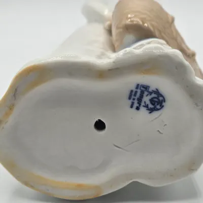 LOT 20L: Tengra Vintage Hand-made Spanish Porcelain Figurine of a Young Mother Standing Next to an Infant in a Bassinet