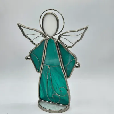 LOT 45L: Lenox "The Children's Blessing" Sculpture and Four Stained Glass Angels
