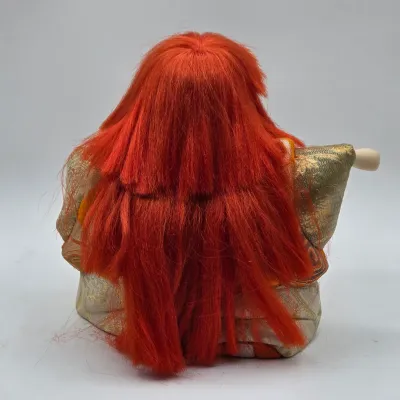 LOT 85L: Vintage Japanese Kimekomi Kabuki Doll Depicting a Renjishi (Lion Dancer) in Display Case and Miniature Pokkuri Sandals