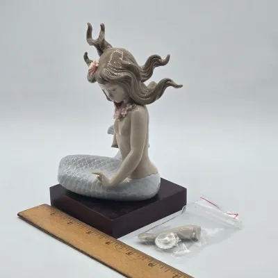 LOT 14L: DAMAGED /REPAIR Lot - Two Handcrafted Lladró Mermaid Figurines, Retired Lladró Geisha Porcelain Figurine, and Vintage 1985...