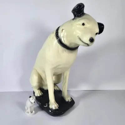 LOT 129F: Vintage RCA Advertising Nipper Dog Chalkware Statue and Nipper Salt Shaker