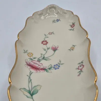 LOT 42L: Vintage Lenox Floral Garden Collection Oval Mini Tray, Greenfield Bon Bon Bowl, and Special Collection Rose Floral Pierced...