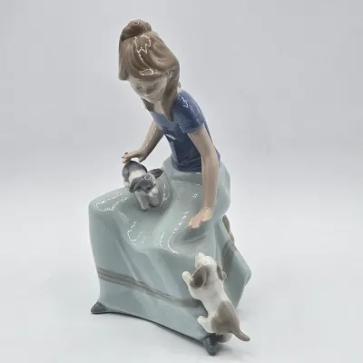 LOT 24L: Vintage Glazed Porcelain Figurine Titled "Playmates" by NAO by Lladró